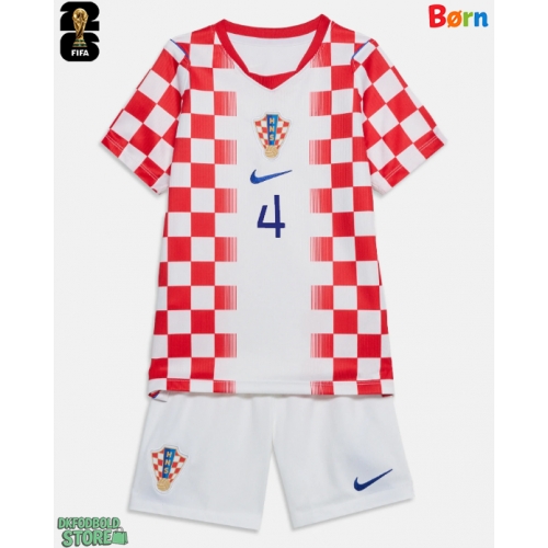 Kroatien Josko Gvardiol #4 Replika Babytøj Hjemmebanesæt Børn VM 2026 Kortærmet (+ Korte bukser)